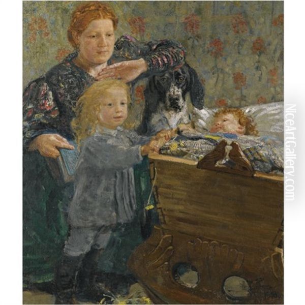 Portrait Of A Mother And Her Children In The Nursery Oil Painting by Repin Iliya