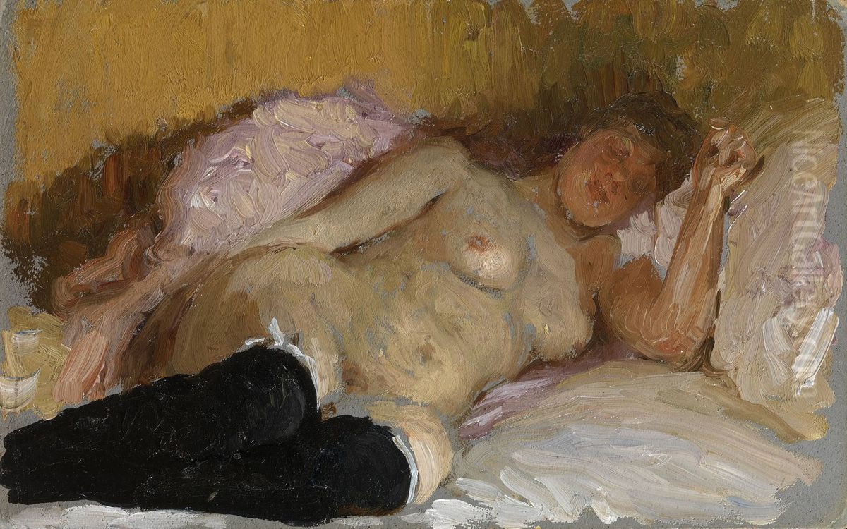 The Artist's Wife Natalia Nordman Sleeping Oil Painting by Repin Iliya