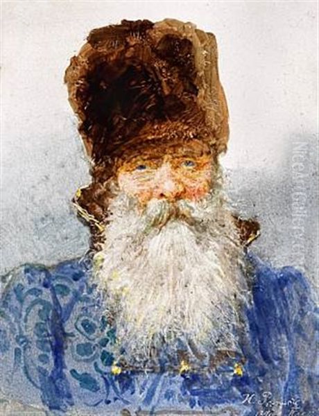 Portrait Of A Boyar In A 17th Century Costume Oil Painting by Repin Iliya
