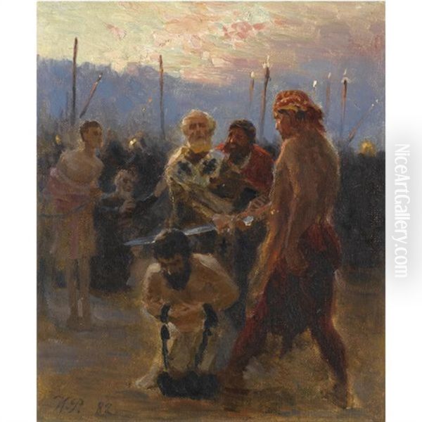 St. Nicholas Of Myra (study) Oil Painting by Repin Iliya