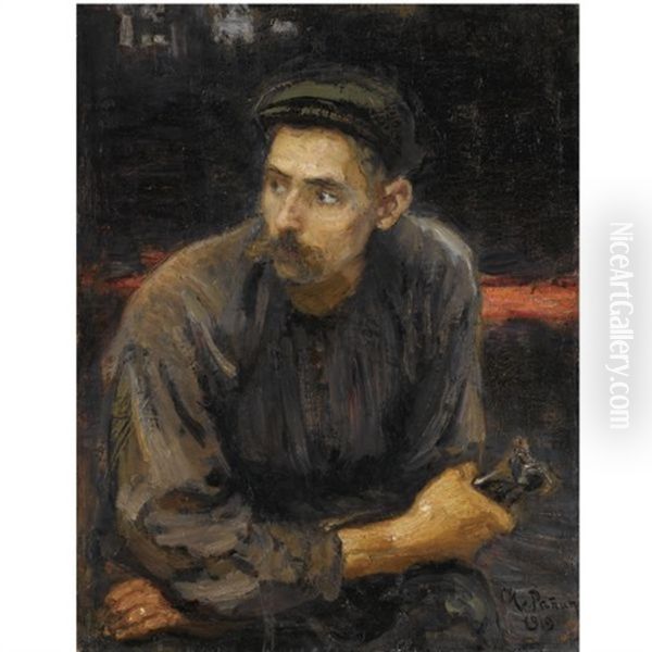 Portrait Of A Worker Oil Painting by Repin Iliya