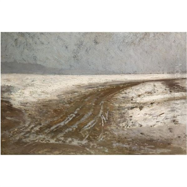 Road In Winter Oil Painting by Repin Iliya