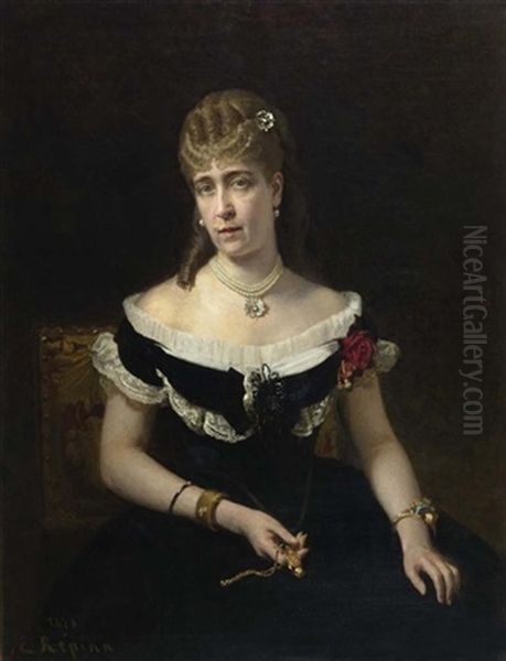 Portrait Einer Dame, Wahrscheinlich Madame Frankenstein Oil Painting by Repin Iliya