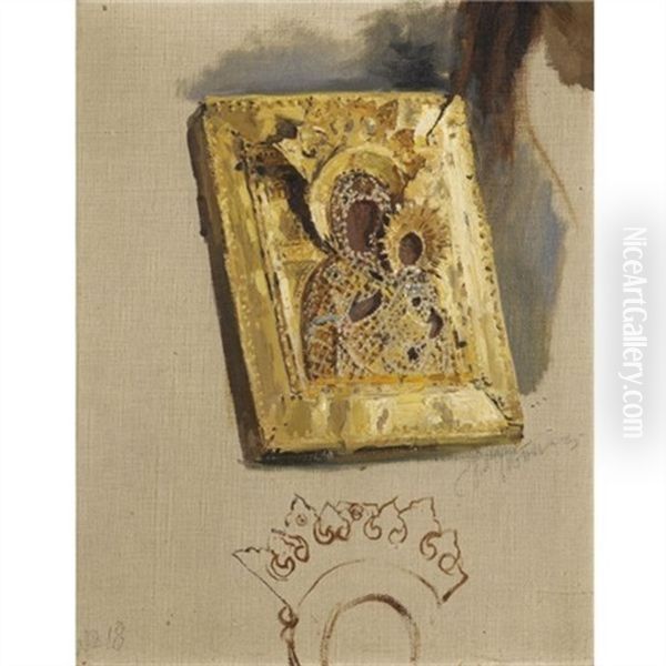 Study Of An Icon For The Painting Procession Of The Cross In Kursk Province Oil Painting by Repin Iliya