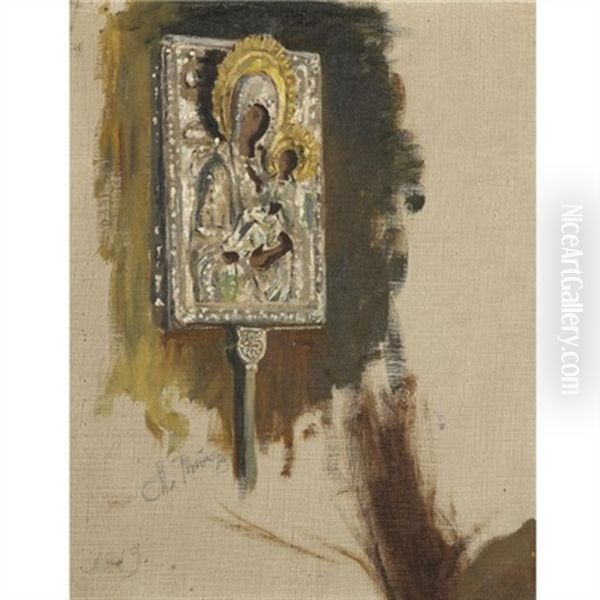 Study Of An Icon For The Painting Procession Of The Cross In Kursk Province Oil Painting by Repin Iliya