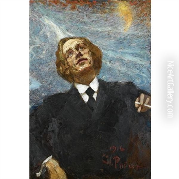 Poet Futurist Oil Painting by Repin Iliya