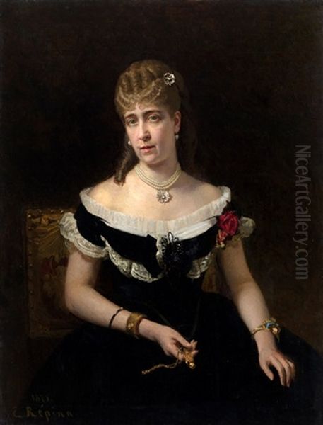 Portrait Of A Lady (madame Frankenstein?) Oil Painting by Repin Iliya