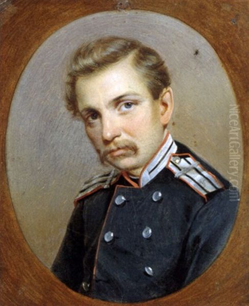 Mann In Uniform Oil Painting by Repin Iliya