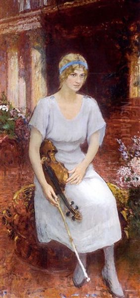 Viulutaitelija Hansen (the Violinist Hansen) Oil Painting by Repin Iliya