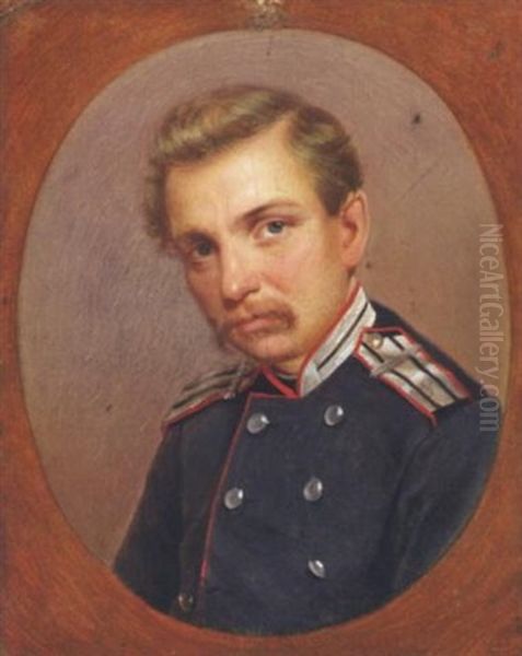 Kleines Bildnis Eines Offiziers Oil Painting by Repin Iliya