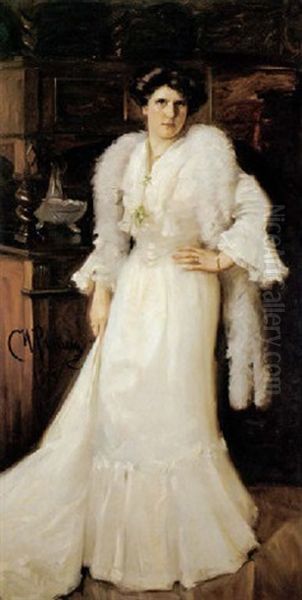 Ganzfiguriges Damenportrait (frau Jakovelva?) Oil Painting by Repin Iliya