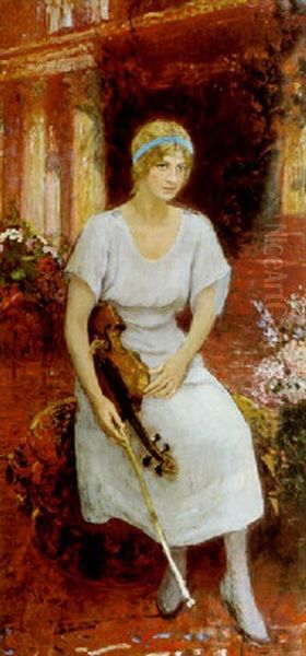 Violinisten Hansen Oil Painting by Repin Iliya