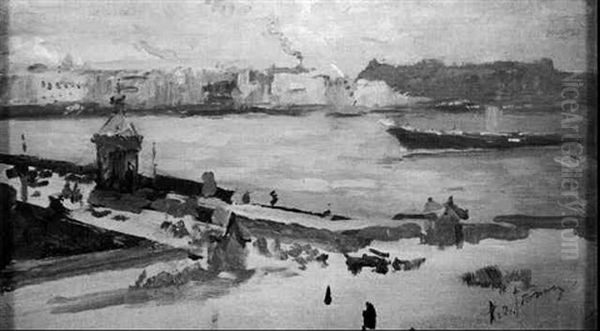 Hamnen I St. Petersburg Oil Painting by Repin Iliya