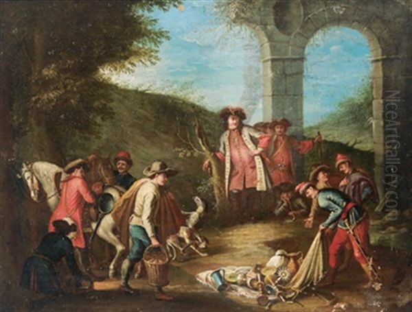 Soldati Con La Loro Preda Oil Painting by Pandolfo Reschi