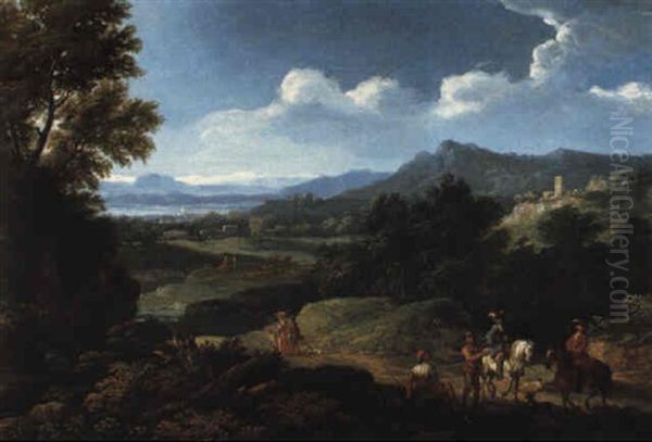 Sudliche Landschaft Mit Reitern Oil Painting by Pandolfo Reschi