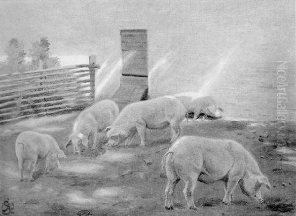 Sonniger Nachmittag Am Bauernhof Oil Painting by Johannes Resen-Steenstrup