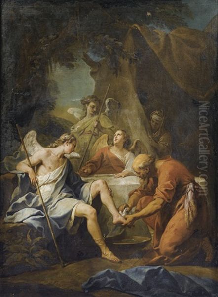 Abraham Et Les Trois Anges Oil Painting by Jean Restout the Younger
