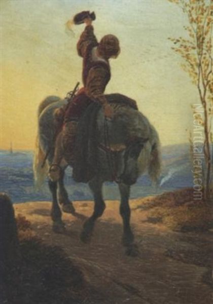 Abschied Von Dusseldorf Oil Painting by Alfred Rethel