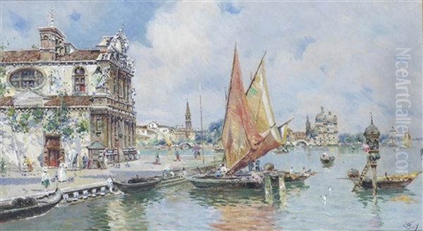 Venice Oil Painting by Antonio Maria de Reyna Manescau