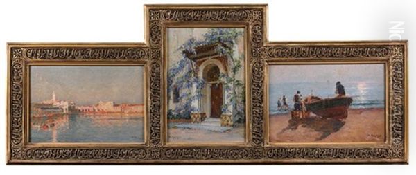 Alger Triptyque Oil Painting by Marius Reynaud