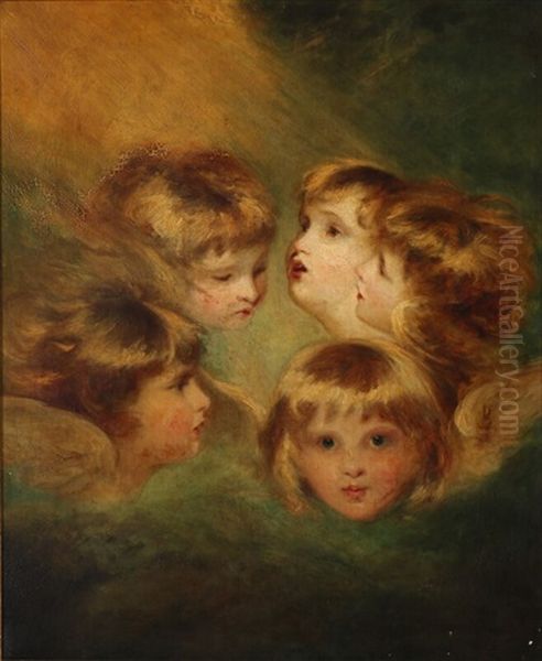 Angels Heads Oil Painting by Of Sir Joshua Reynolds
