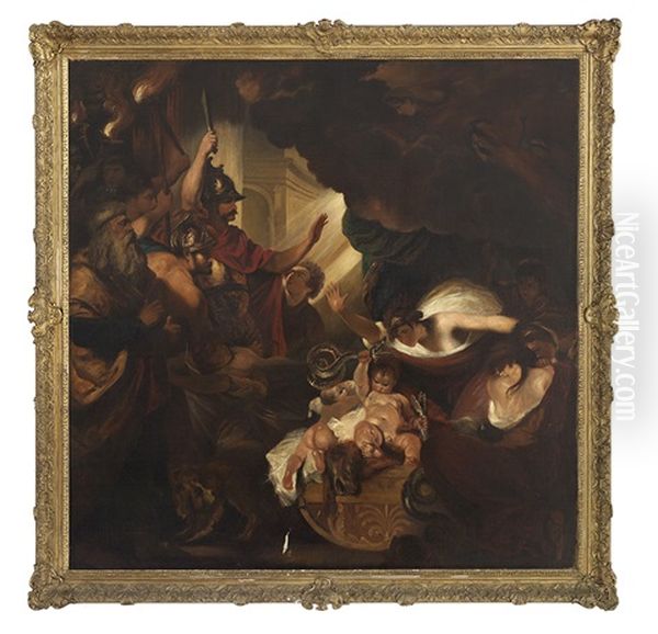 The Infant Hercules Strangling The Serpents Oil Painting by Of Sir Joshua Reynolds