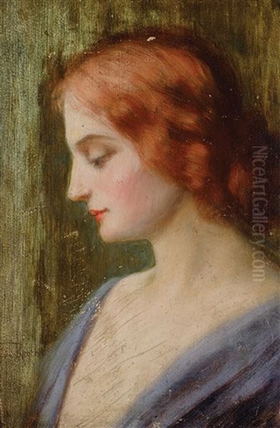 Rudowlosa Oil Painting by Miecislaw Reyzner