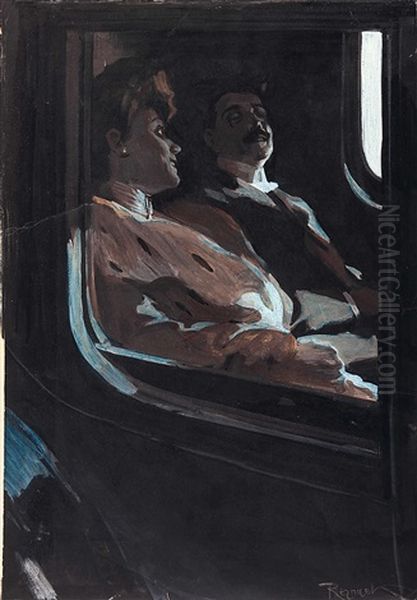 Amusement In Der Kutsche Oil Painting by Ferdinand, Freiherr Von Reznicek