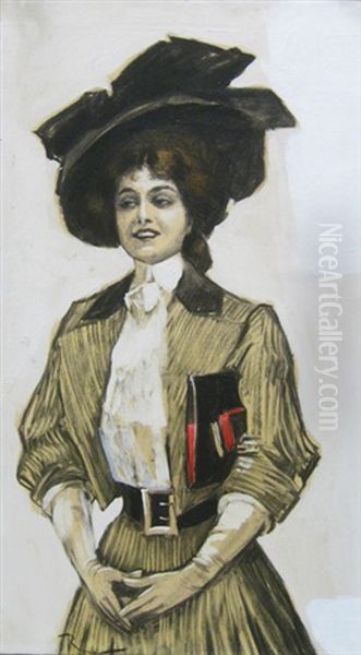 Jeune Elegante Oil Painting by Ferdinand, Freiherr Von Reznicek