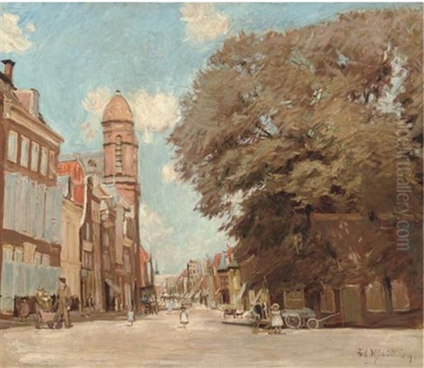 Marltplatz Im Hoorn - Marketday Oil Painting by Fritz Rhein