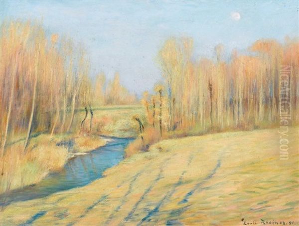 Herbstliche Bachlandschaft Oil Painting by Louis Rheiner