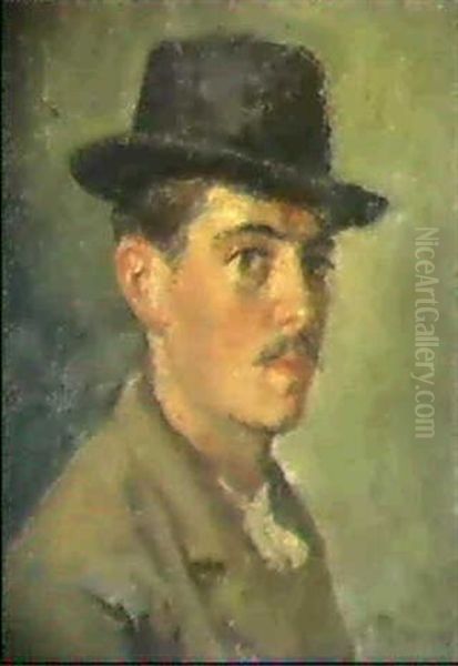 Selbstbildnis Oil Painting by Louis Rheiner