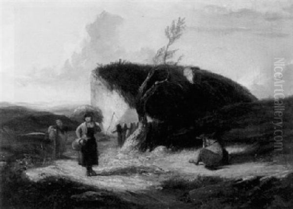 Irish Cabin Oil Painting by John Nicholas Rhodes