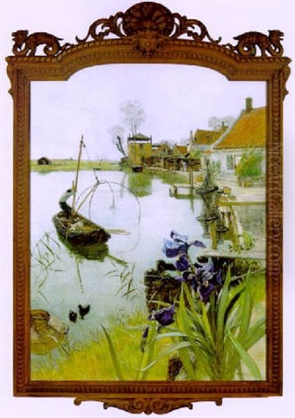 Beim Dauben-fischen Oil Painting by Rudolf Ribarz