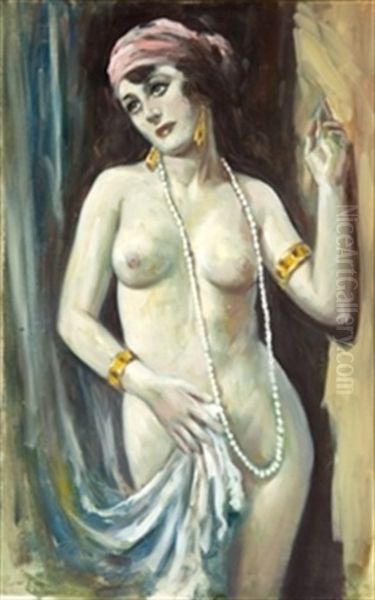 Desnudo Orientalizante Oil Painting by Federico Ribas Montenegro