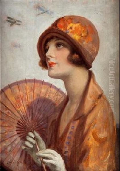 Dama Con Sombrilla Oil Painting by Federico Ribas Montenegro