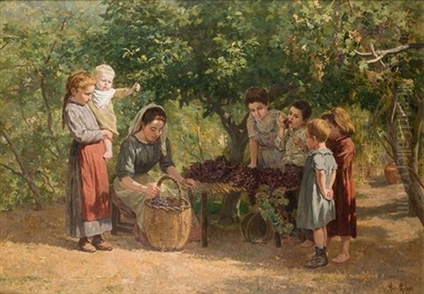 En La Vendimia Oil Painting by Antonio (Antoni) Ribas Oliver