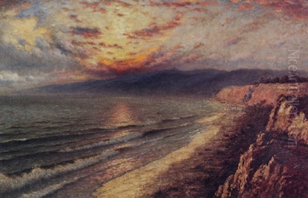 Sunset Along The Coast Oil Painting by Richard Dey de Ribcowsky