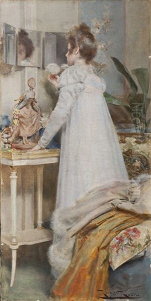 Joven En El Tocador Oil Painting by Roman Ribera Cirera