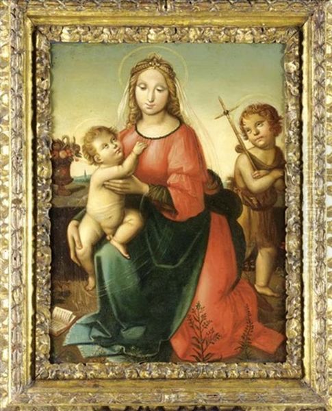 Madonna Con Bambino E S. Giovannino Oil Painting by Jusepe de Ribera