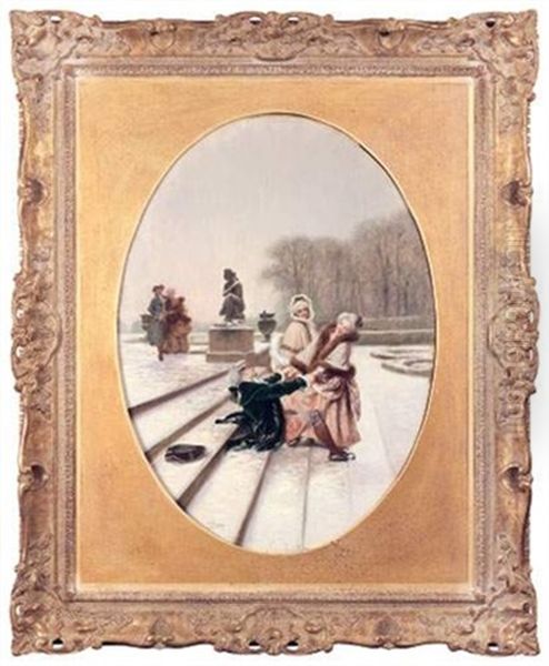 Scene Galante A Versailles Oil Painting by Pierre Ribera