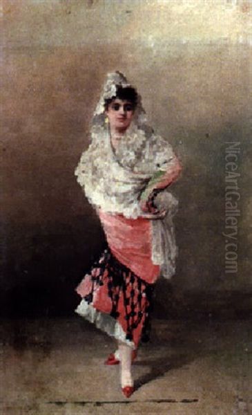 Jeune Femme Espagnole Oil Painting by Pierre Ribera