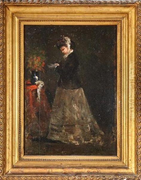 La Femme Au Gant Oil Painting by Germain Theodure Clement Ribot