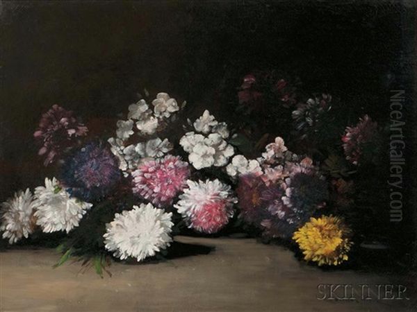 Chrysanthemums Oil Painting by Germain Theodure Clement Ribot