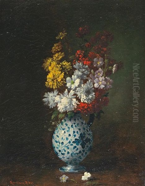 Flowers In A Vase Oil Painting by Germain Theodure Clement Ribot