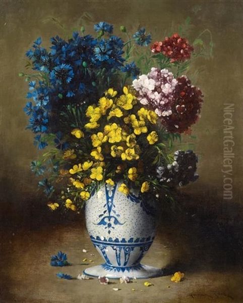 Blumenstillleben Oil Painting by Germain Theodure Clement Ribot