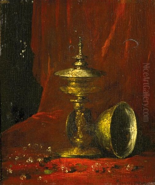 Stillleben Mit Zwei Kelchen Oil Painting by Germain Theodure Clement Ribot