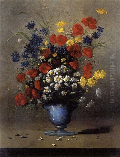 Floral Still Life Oil Painting by Germain Theodure Clement Ribot