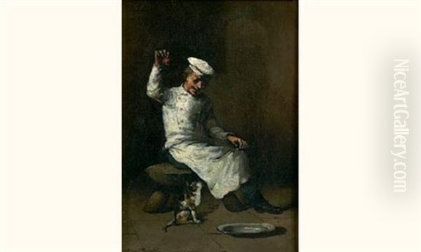 Le Cuisinier Oil Painting by Germain Theodure Clement Ribot