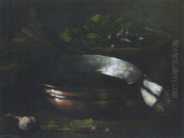 Nature Morte Aux Radis Oil Painting by Germain Theodure Clement Ribot
